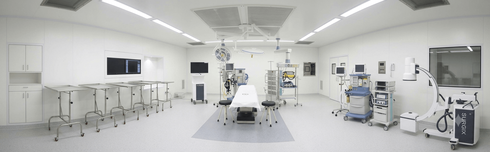ISO compliant modular operation theatre OT design equipped with surgical lights and laminar air flow system